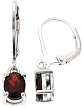 Sterling Silver 8mm Round Genuine Garnet Earrings