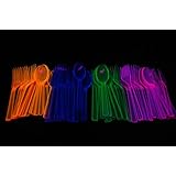 Assorted Neon Blacklight Reactive 48 piece Plastic Cutlery Set