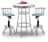 Chrome Bar Table & 2 Chrome Adjustable 24
