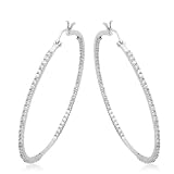 Diamond Hoop Earrings:10k White Gold Diamond Inside-Out Hoop Earrings (2.00 cttw, I-J Color, I3 Clarity)