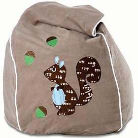 Cheeky Squirrel Kids Bean Bag Cover, Chocolate Squirrel on Sand Beanbag