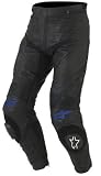 Yahama Apex Leather Pants by Alpinestars. Accordian Leather Flex Zones. Stretch Nylon Panels. European Sizing. AYC-11PAP-BK