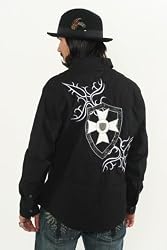 Royal Testament Shirt Black Long Sleeve Leather Cross Shield