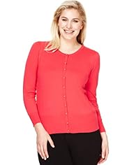 Plus Bobble Button Plain Cardigan