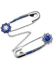 Zandra Rhodes 925 Silver Aquamarine & Sapphire Brooch
