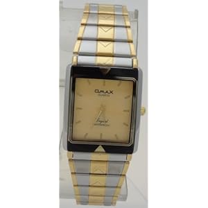 Omax Quartz WaterProof Men Watches Two Tone Gold N Silver Stainless Steel Band Yellow Dial