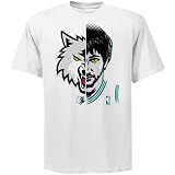 NBA Majestic Ricky Rubio Minnesota Timberwolves Logo Man T-Shirt - White (Small)