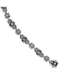 Sterling Silver W/14k 4.00amethyst 7.5in Bracelet, Best Quality Free Gift Box Satisfaction Guaranteed