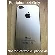 Brushed Aluminum AT&T GSM iPhone 4 Back Cover with Frame for iPhone 4 4g Rear Glass Replacement Flat Silver