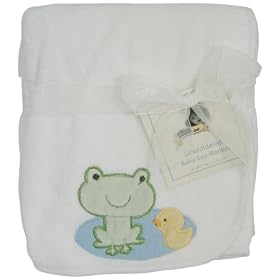 Kids Line Pram Boa Blanket with Lily Pond Embroidery (White)