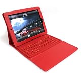 Red Apple iPad2 boothtooth wireless keyboard PU leather case