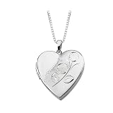 Sterling Silver 21 X 20 MM Heart Shaped Locket Pendant with Chain