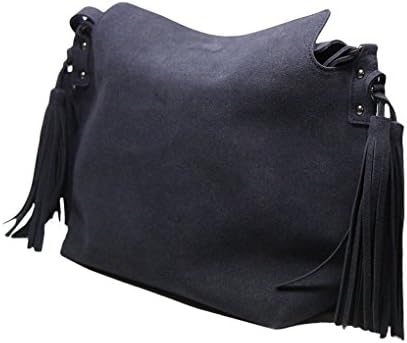 Lucete Women's Suede Tassel Shoulder Hobo Bag Navy