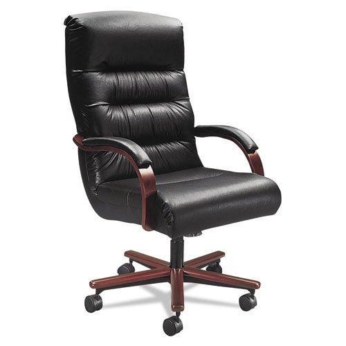 La-Z-Boy® Contract Horizon Collection Executive High Back Chair Black Leather/Mahogany