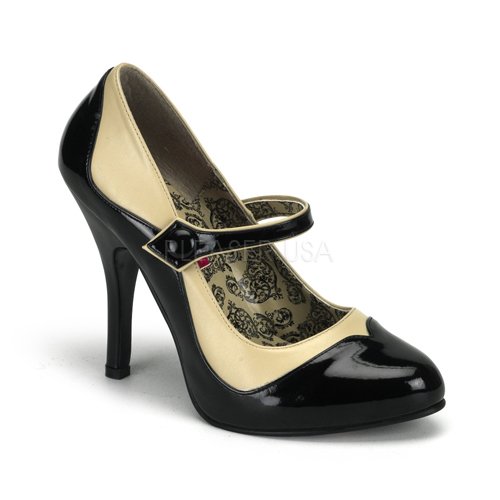 Bordello by Pleaser Women's Tempt-07 Pump,Black/Cream Synthetic,9 M US