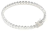 Image of Silver Round White Cubic Zirconia Tennis Bracelet 7