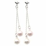 Lys de Mejac Boucles d'oreilles tige en Argent massif 92.5% et Perles de Mayorque Image du produit