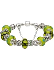 Green murano glass beads European complete charms beaded 2013 new arrivals silver plated bracelets compatible with Pandora Jewelry