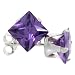 Sterling Silver Amethyst Purple 1 1/4 Carat Size (each) Princess Cut CZ Stud Earrings