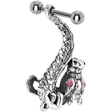 Sterling Silver 925 Pink Dragon Left Cartilage Ear Piercing