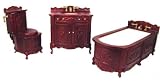 Dollhouse Miniature Fine Furniture Mahogany Bathroom Set