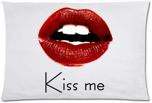 Generic Hipster Red Lips Kiss Me Design Rectangle Custom Personalized Zippered Decorative Soft Pillow Cases Cover 20"x30" (Twin sides)