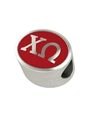 Chi Omega Enamel Sorority Bead Charm Fits Most European Style Bracelets. High Quality Bead in Stock for Fast Shipping