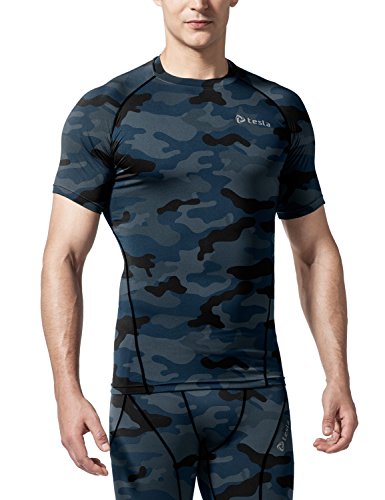 TM-R13-CBKZ_Medium j-L Tesla Men's Cool Dry Compression Baselayer Short Sleeve T Shirts R13