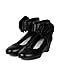 Leatherette Chiffon Bow Ankle Cuff Kiddie Heel Wedge Sandal (Toddler/Little Girl/Big Girl) BA62 - Black