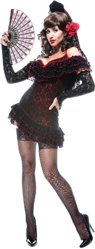 Paper Magic Womens French Kiss Lady Of Spain Costume, Black/Red, X-Small