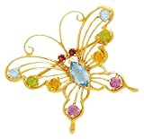 14k Gold Butterfly Pin with Multi-Stone Accents (1.76ctw)
