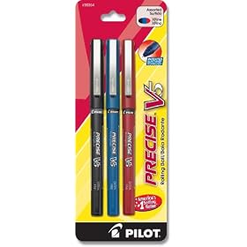Pilot Precise V5 Rolling Ball Extra Fine Pen, 3-pack, Black/Blue/Red (35354)