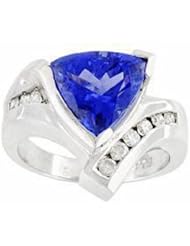 18K White Gold Tanzanite and Diamond Ring -- LIFETIME WARRANTY