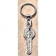 Saint Benedict Medal Key Chain - 1.5" Height - Silvertone - Made in Italy