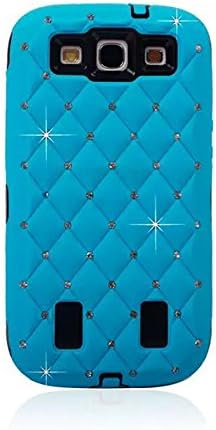 Galaxy S3 SIII Case, ACO-UINT® Bling Crystal Diamond Hybrid Dual Layer Bumper Case Cover for Samsung Galaxy S3 SIII with Two Stylus Pens / 2 Screen Protector / Microfiber Cleaning Cloth Included (sky blue)