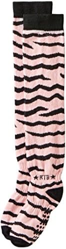 ROCK-A-THIGH Big Girls'  Zebra Thigh Socks With Ribbed Panel, Multi, 6-8 Years