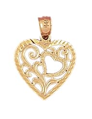 Dazzlers Solid 14k Gold Heart Charm Pendant Available in three colors from jewelsberry (weights: 1.0 grams only)