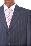 Men's Single Breasted 3 Button Black Pinstripe Super 150's Dress Suit
