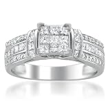 14k White Gold Princess-cut & Round Composite Diamond Ring (1 cttw, H-I, I2)