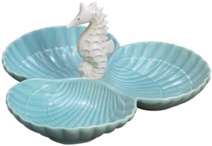 Andrea By Sadek 3 Section Dish Seahorse Aqua