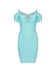 Beaded Off the Shoulder Nylon/Rayon/Spandex Bandage Dress/Club Dress 