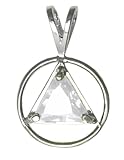 Alcoholics Anonymous Sterling Silver AA Symbol Birthstone Pendant, April Diamond Color ,#564-1, 5/8