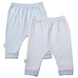 Kushies Packaged Layette 2 Pack Cuffed Pant, 24Months, Blue Solid / Stripe