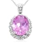 10k White Gold Created Pink Sapphire and Created White Sapphire Pendant