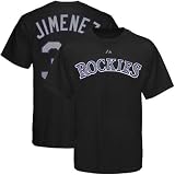 Majestic Colorado Rockies #38 Ubaldo Jimenez Black Player T-shirt (Large)