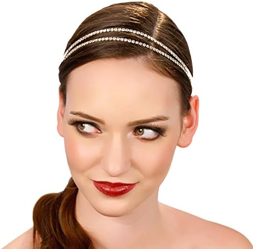 Dainty Double Rhinestone Chain Headpiece Goldtone