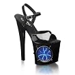 7 1/2 Inch High Platform Sexy Shoes Circle Light Up Shoes Stripper Shoes Ankle Strap Sandals Black Blue