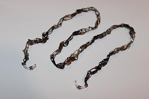 Eyeglass Holder Chain Crocheted necklace brown gold crochet yarn