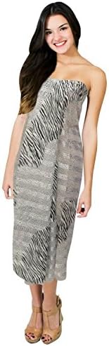 La Leela Animal Printed Satin Stripe Swim Hawaiian Sarong Cover up Black & White