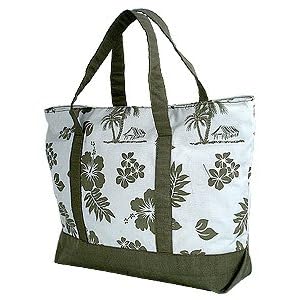 Hibiscus-Palm-Tree-Canvas-Tote-Bag-Green-Large